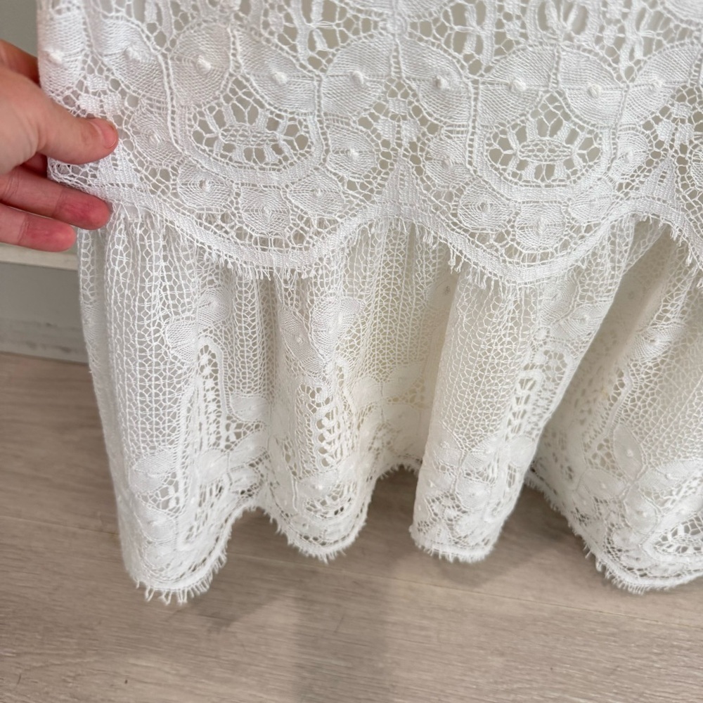 Vintage Bohemian Handmade Crochet Lace Puff Sleeve Wedding Dress‎ XS - Picture 5 of 10